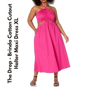 The Drop - Brinda Cotton Cutout Halter Maxi Dress XL